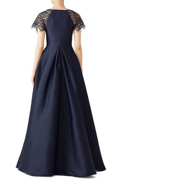 New ML Monique Lhuillier  Navy Lace Sleeve gown - Picture 4 of 8
